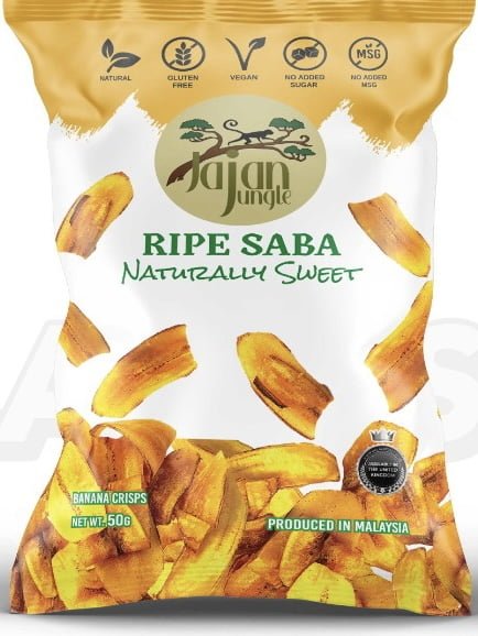 Jajan Jungle Naturally Sweet Ripe Banana Crisps 600g (50gx12 packs)
